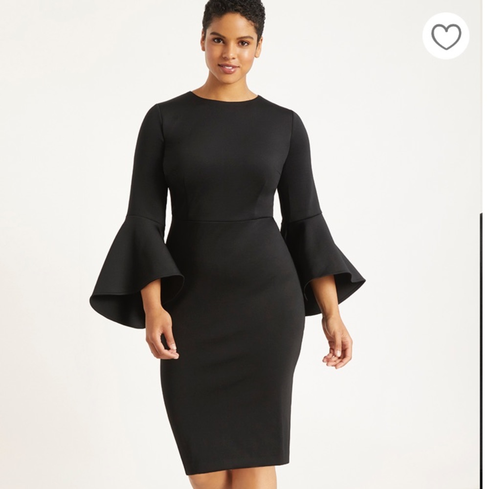 Eloquii Black Flare Sleeve Scuba Dress
